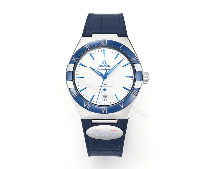 View 1 of Omega Constellation Meteorite Series 5th Generation 41MM Watch Blue and White with Leather Strap