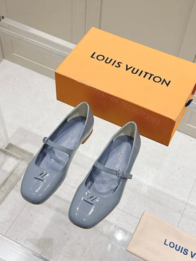 View 1 of LV Women Light Blue Patent Leather Mary Jane Loafers