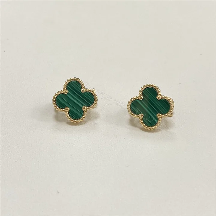 View 1 of VCA Vintage Alhambra Earrings Malachite Yellow Gold VCARO3QL00