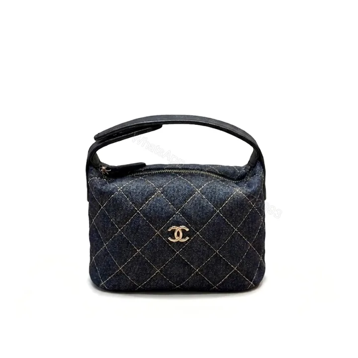 View 1 of Chanel Mini Clutch With Shoulder Strap Denim Dark Blue 17cm