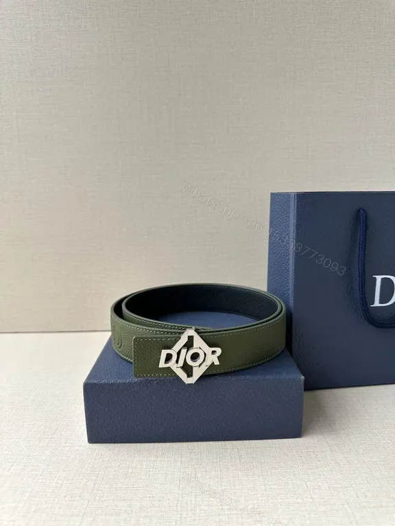View 1 of Olive/Black Full-Grain Leather Belt: Minimalist Hardware Shine