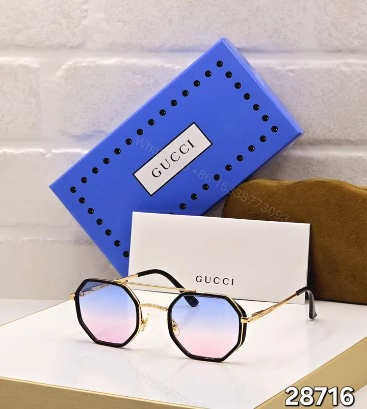 View 1 of Gucci Octagonal Sunglasses Black-Gold Gradient