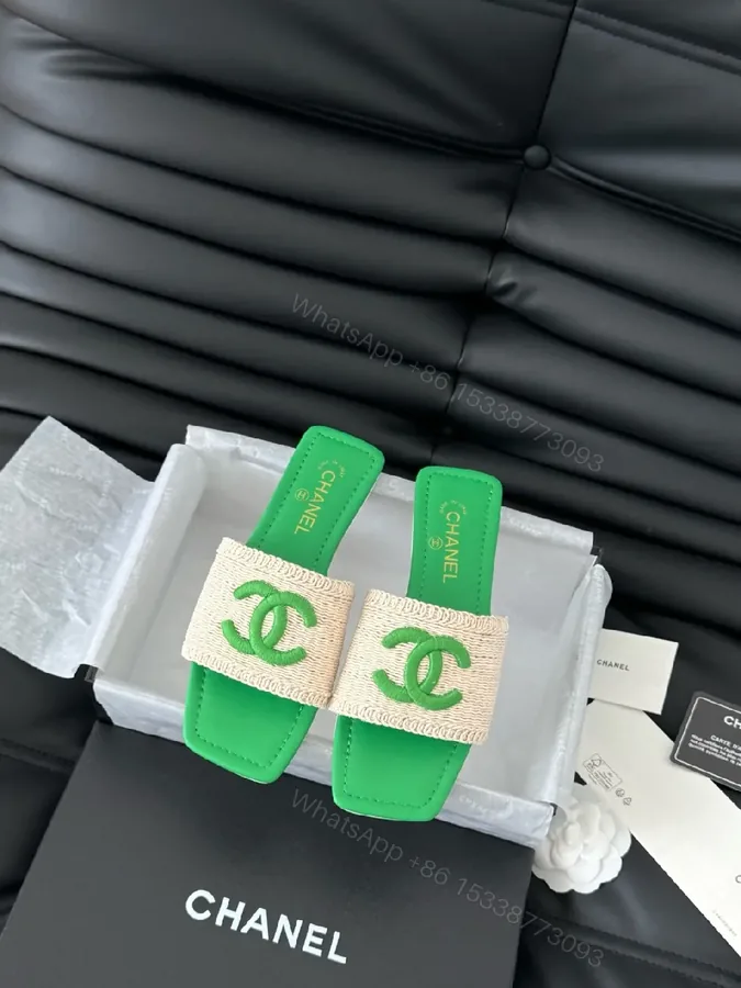 View 1 of Neon Green Woven Sandals – Statement Comfort Slide