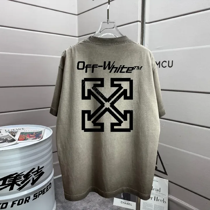 View 1 of Neutral Taupe Cotton Graphic Tee with Bold Crest