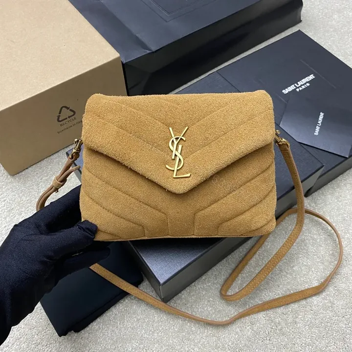 View 1 of Signature Suede Crossbody: Chevron + YSL Hardware Bag