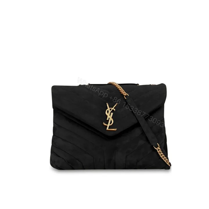 View 1 of Saint Laurent Loulou Small Flap Bag Suede Black 25Cm