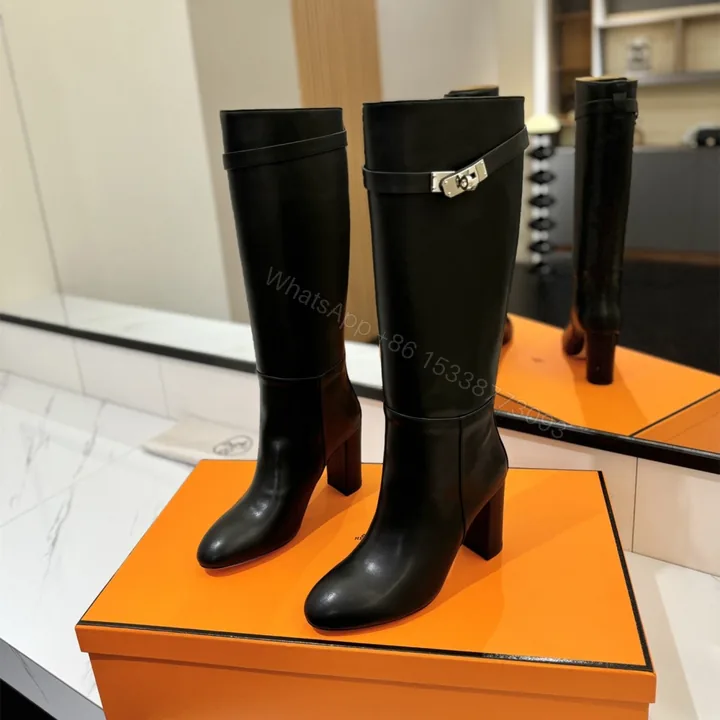 View 1 of 高仿Hermes*H182105ZG02小牛皮高筒靴黑色8.5CM免檢版