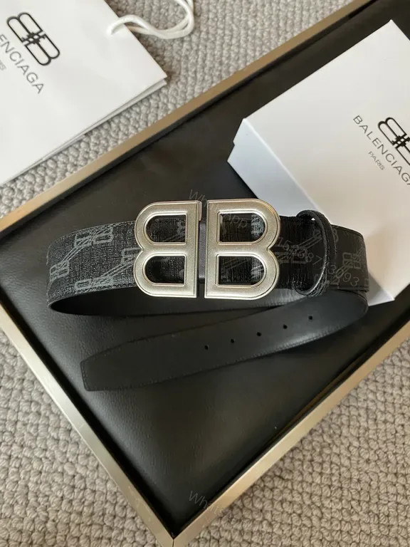 View 1 of Black Leather Belt with Double-B Buckle â€“ Premium Designer-Inspired Accessory