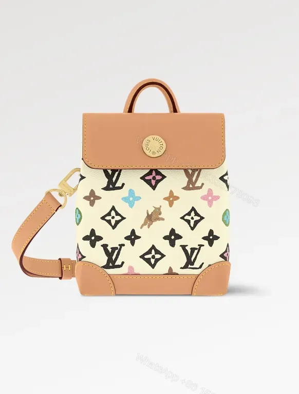 View 1 of Multicolor LV-Style Mini Bag: Hand-Stitched Leather Details