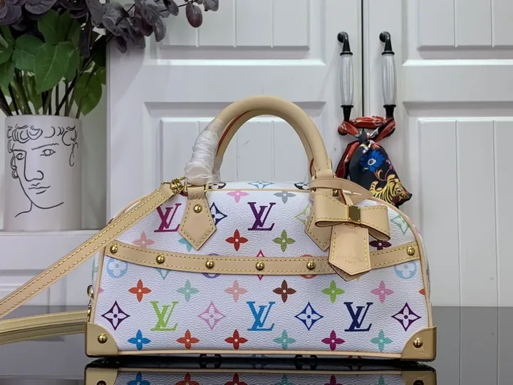 View 1 of Vibrant Monogram Satchel: Multicolor, Structured Leather Bag