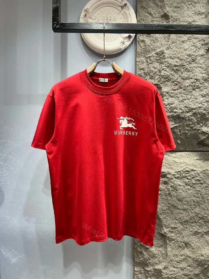 View 1 of Red Cotton Tee — Minimal Logo, Bold Luxury, Everyday Wear