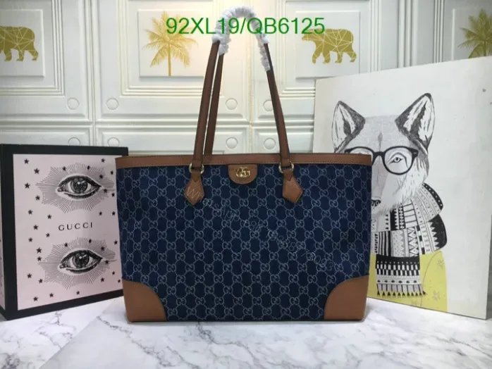 View 1 of Gucci Replica Ophidia Denim GG Medium Blue Tote QB61258 – Luxury AAAA Handbag