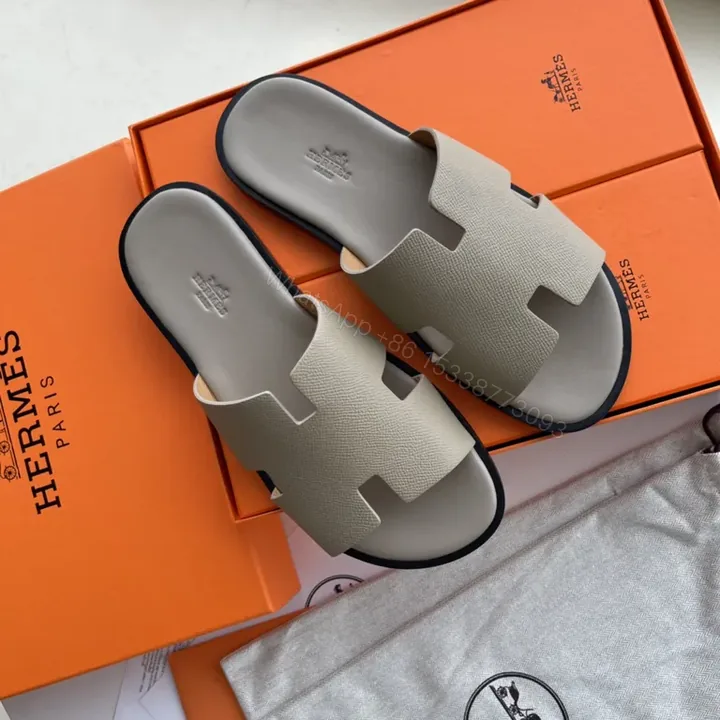 View 1 of HermÃ ̈s Oranâ€“Inspired Calfskin Sandals: Luxury Comfort