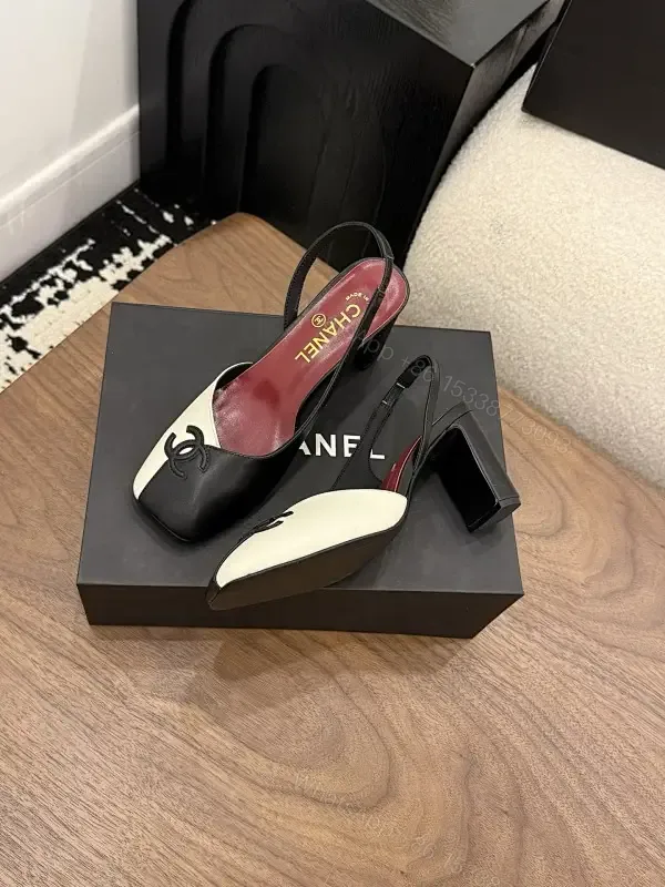 View 1 of Two-Tone Slingback Heels – Modern Mono Contrast Comfort