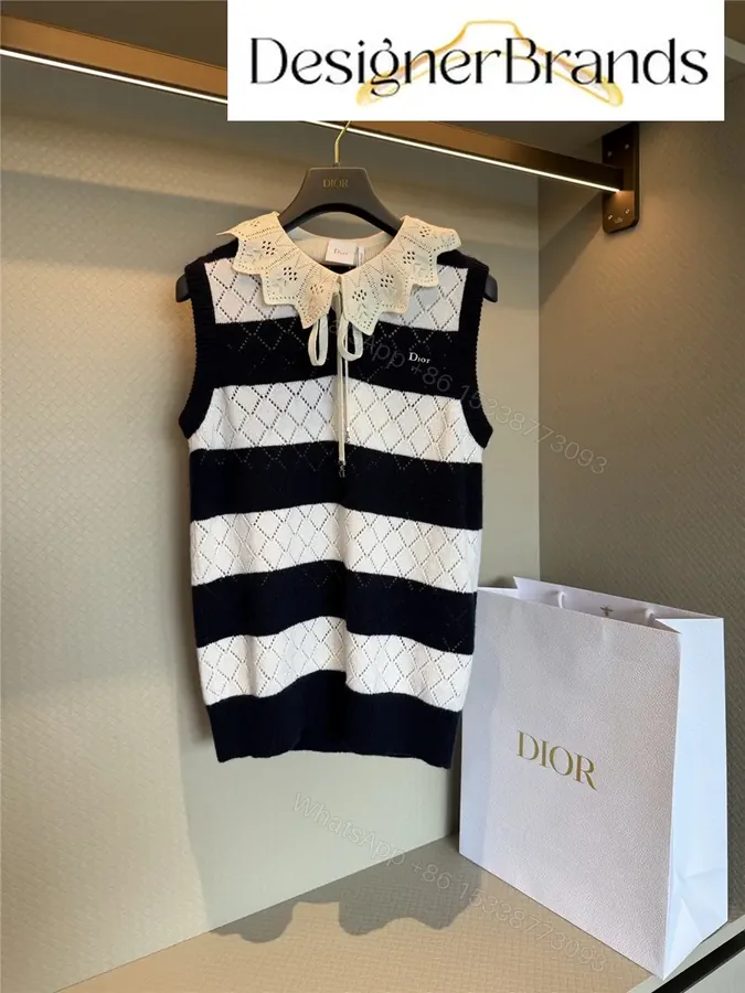 View 1 of Dior Mariniere Blue and White Striped Knit Vest