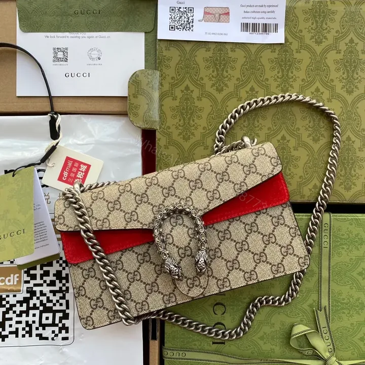 View 1 of Glam G GG Supreme Shoulder Bag - Red Suede Flap