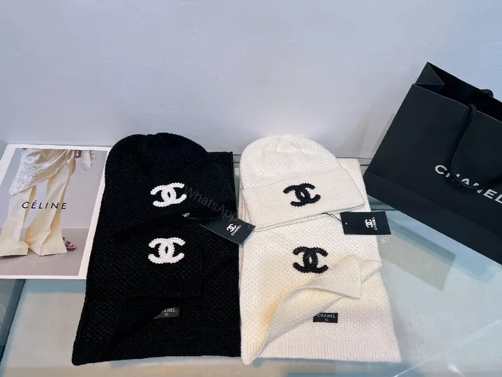 View 1 of Two-Tone Knit Beanie Set: Luxe Texture, All-Season Comfort