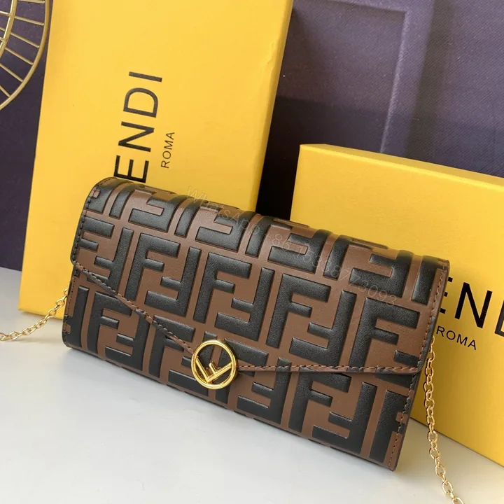 View 1 of Fendi Continental with Chain – Brown – Clutches