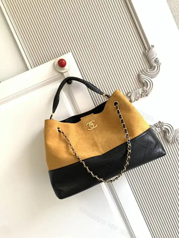 View 1 of Two-Tone Suede & Quilted Tote: Luxe Everyday Bag