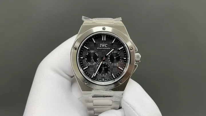 View 1 of IWC Ingenieur Black Replica 42MM Premium Perpetual Calendar Steel Bracelet Edition RG-IWC-INGENIEUR-BLACK-42