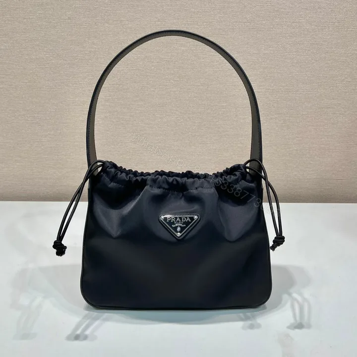 View 1 of SMALL DRAWSTRING BAG 23 IN BLACK RE-NYLON
