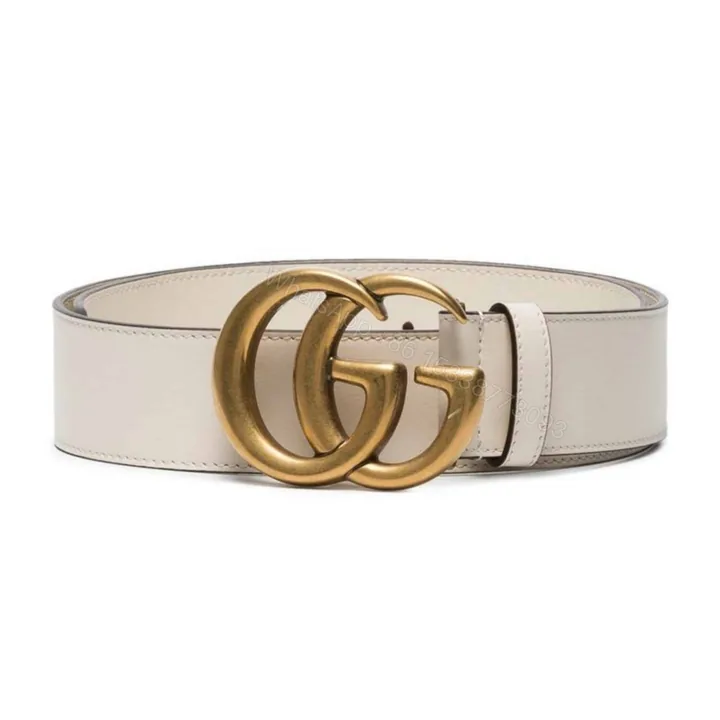 View 1 of GUCCI WHITE LEATHER BELT WITH DOUBLE G BUCKLE – B15
