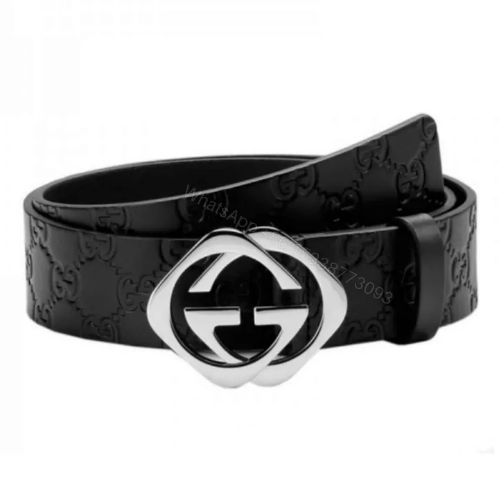View 1 of GUCCI BLACK S.SI.MA LEATHER BELT WITH SQUARE G BUCKLE – B4