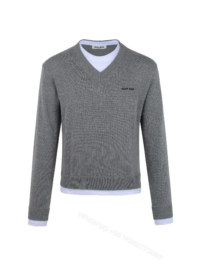 View 1 of Soft-Knit V-Neck Layer: Textured Weave Knit Sweater with Underlayer Contrast