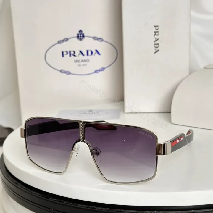 View 1 of Premium Gradient Shield Sunglasses - Luxury Alloy, Prada-Inspired Design