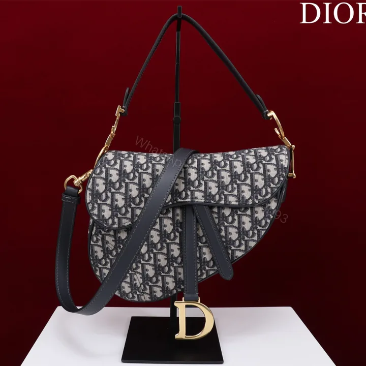 View 1 of Dior Saddle Saddle Canvas Handbag Super Quality Hand Embroidered 25.5x20x6cm