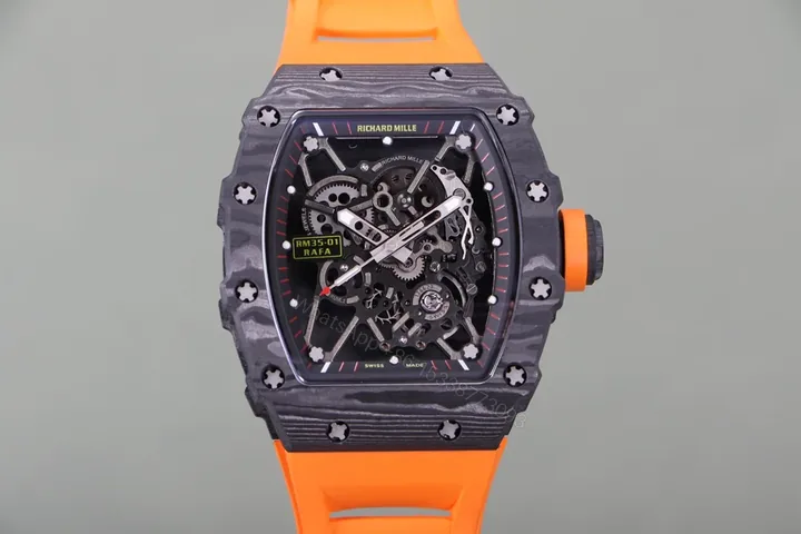 View 1 of Richard Mille RM35-01 NTPT Carbon Fiber RMUL3 Orange Strap Watch RM35-01-NTPT-ORANGE