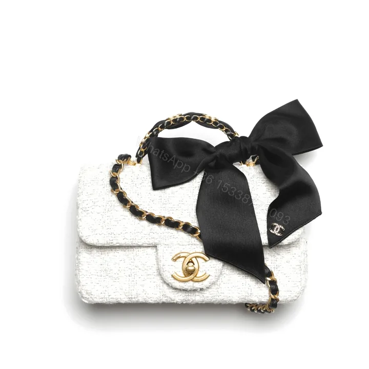 View 1 of Chanel Mini Flap Bag With Top Handle Velvet Silk And Gold Tone Metal White 20Cm As5875 B22482 Mb103