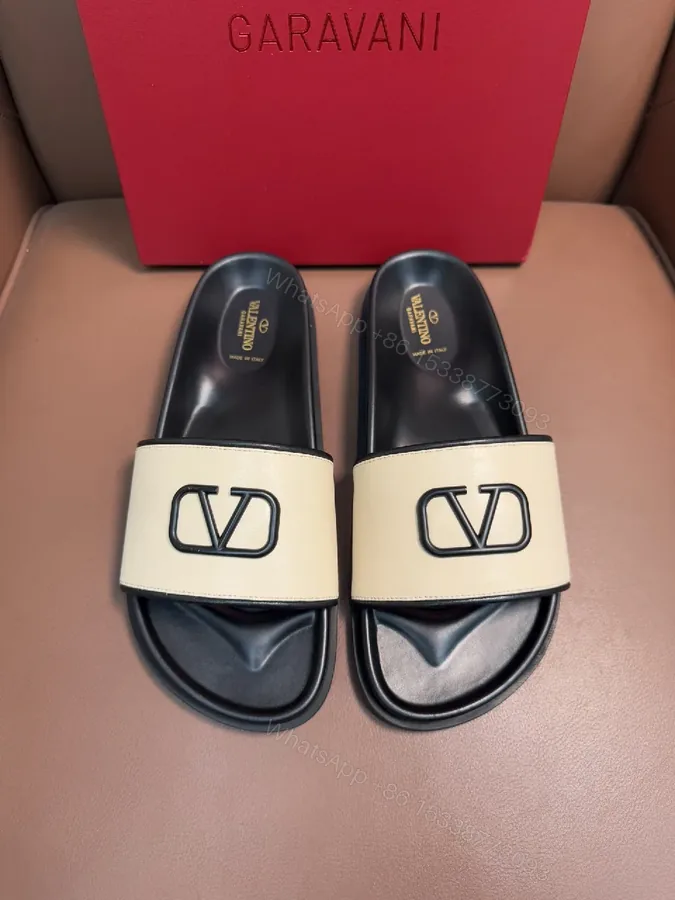 View 1 of Beige PU Slide Sandals with Logo Hardware and Arch Support