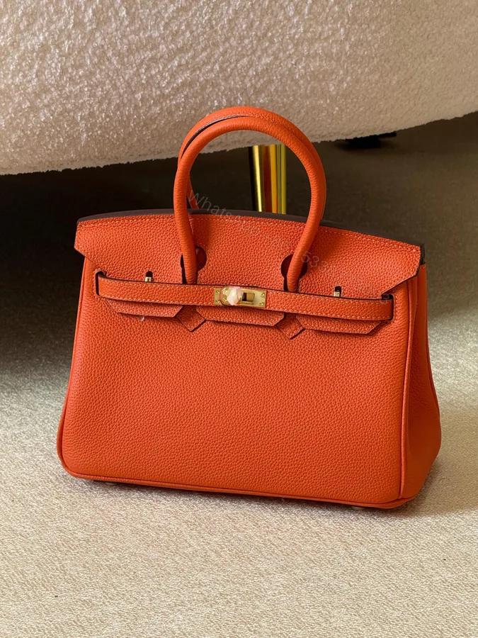 View 1 of Hermès Birkin 25 bag in Orange Feu or Orange H Togo Leather
