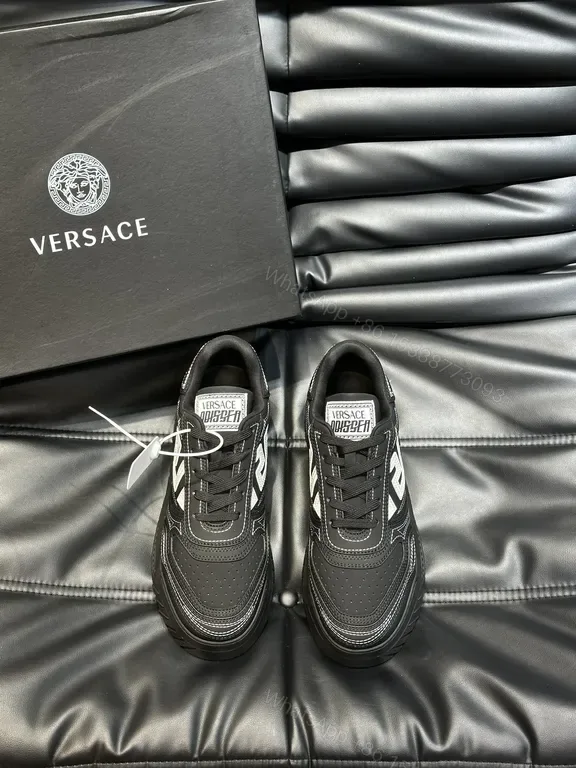 View 1 of Versace-Inspired London Runner Sneakers: Black, Premium Leather