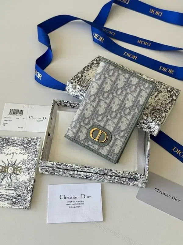 View 1 of Structured Sage Wallet: Canvas, Gold-Hardware, Signature Pattern