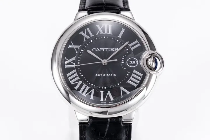 View 1 of Cartier Ballon Bleu 42mm Stainless Steel Automatic Watch with Black Dial and Black Alligator Leather Strap