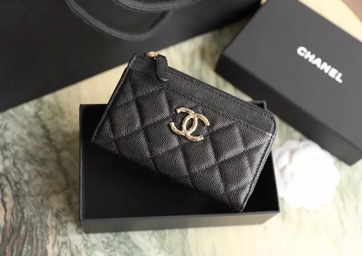 View 1 of Chic Leather Wallet with Quilted Texture - Compact Luxury