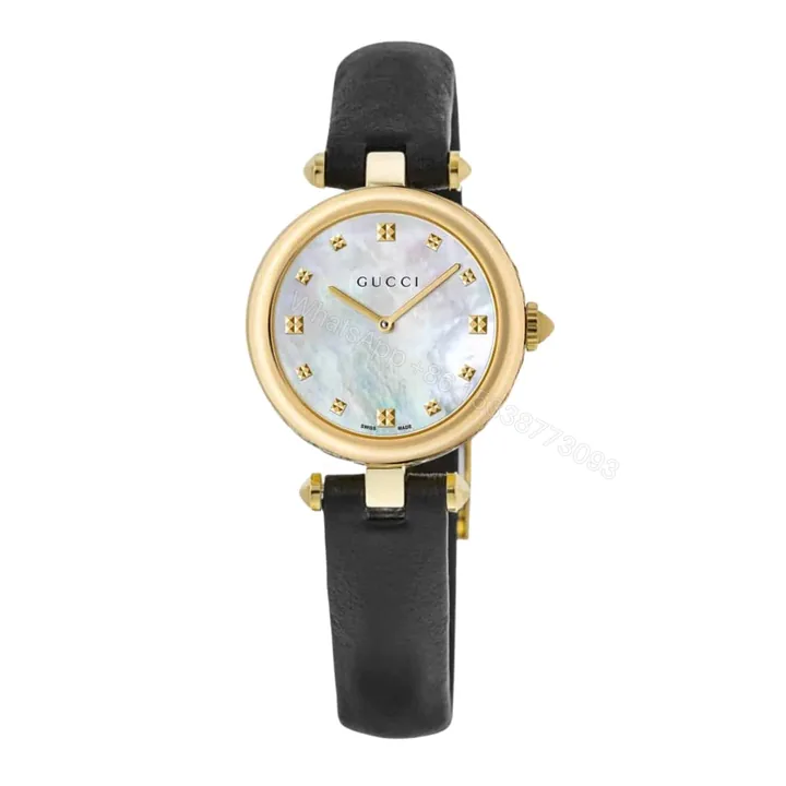 View 1 of Gucci Diamantissima Swiss Quartz With Black Strap And Gold Tone 27Mm Ya141404
