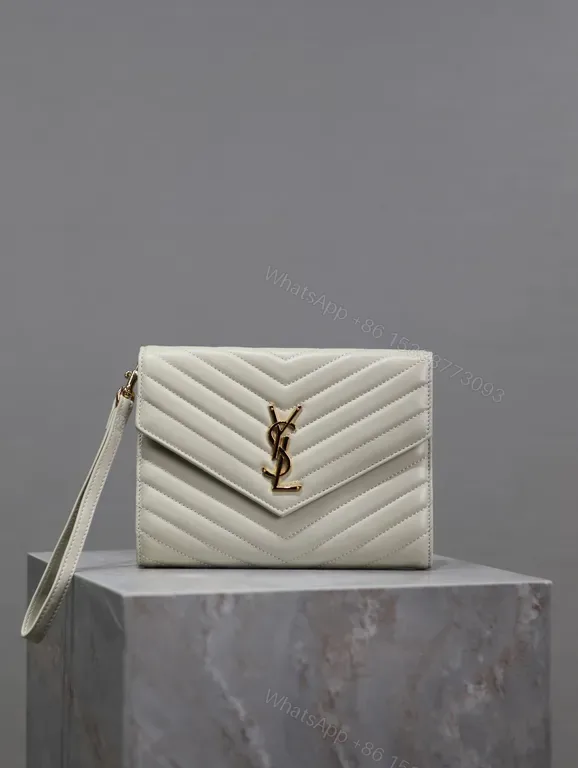 View 1 of Chic Quilted Leather Wallet with YSL Hardware - Luxe Everyday Portfolio