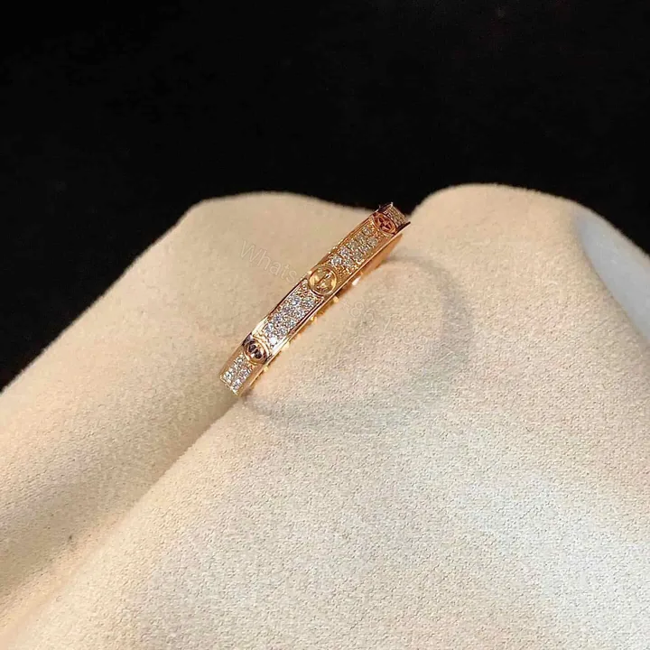View 1 of Cartier Rose Gold Love Ring Pave Diamond 2.6mm B4218152