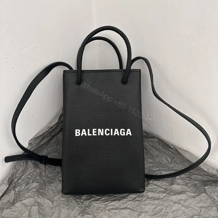 View 1 of 高仿Balenciaga迷你Tote包系列小牛皮黑色