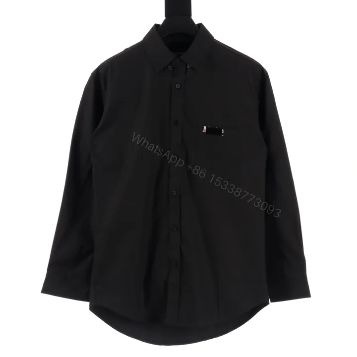 View 1 of 高仿Balenciaga*SS23系列719874壓膠塗層LOGO襯衫黑色