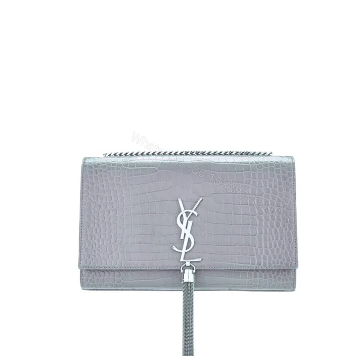 View 1 of Saint Laurent Kate Monogram Shoulder Bag Gray 20Cm