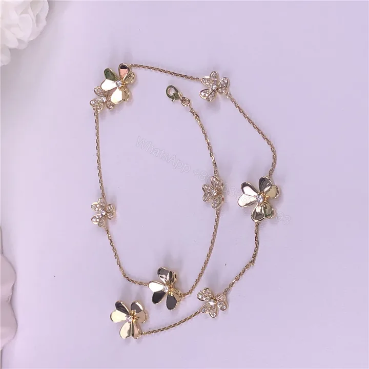 View 1 of Van Cleef & Arpels 18K Gold Frivole Necklace Diamonds 9 Flowers VCARP3W600