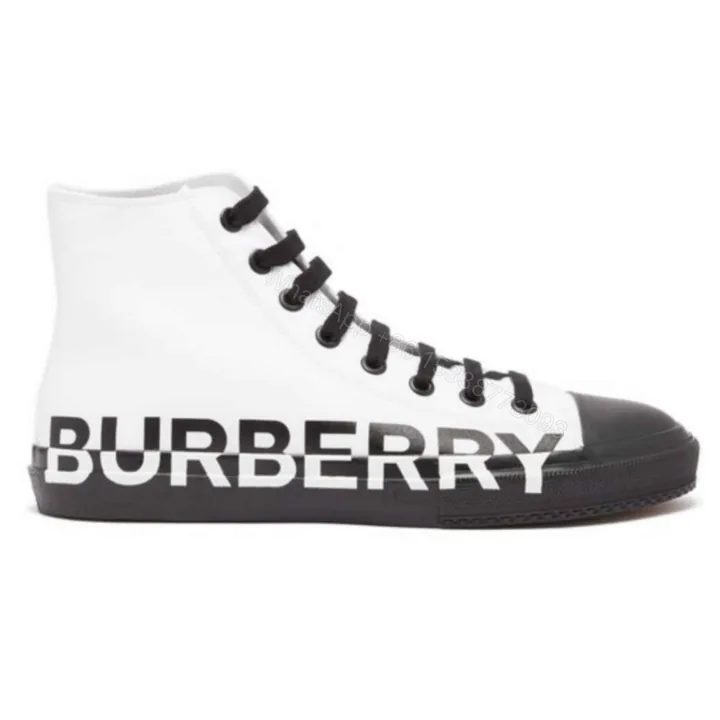 View 1 of BURBERRY LOGO PRINT GABARDINE HIGH-TOP SNEAKERS – BBR32