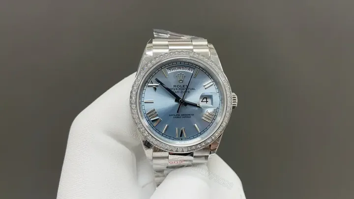 View 1 of Rolex Day-Date 36 Platinum Baguette Ice Blue Roman President 128396TBR-0002