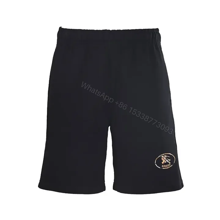 View 1 of Black Nylon Relaxed Shorts with Burberry Patch