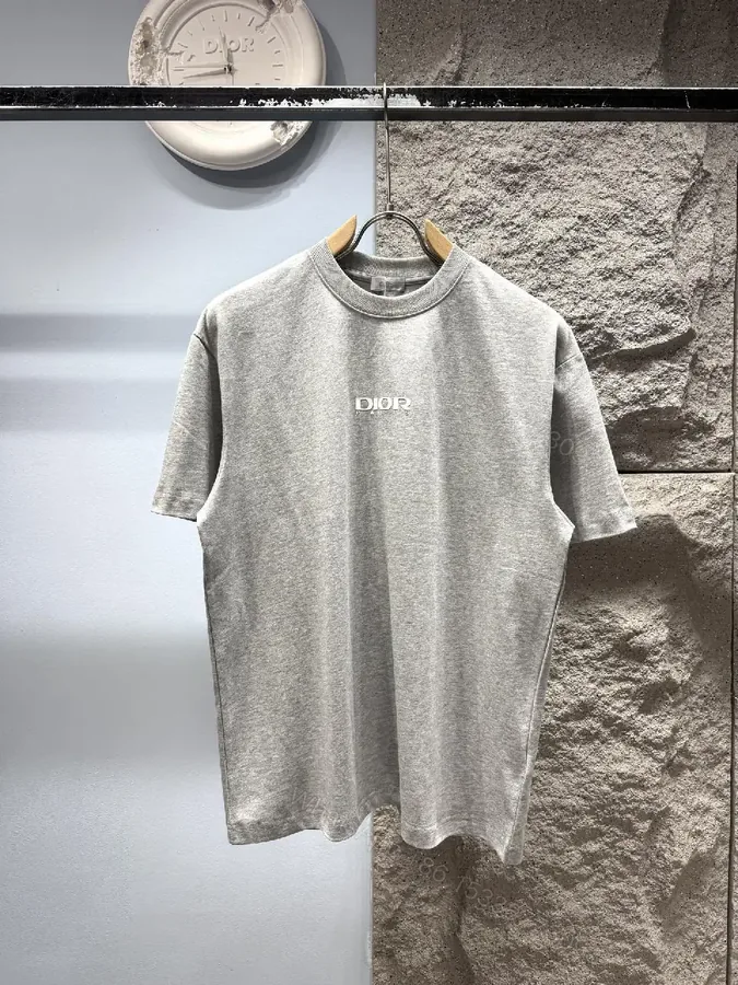 View 1 of Relaxed Grey Cotton Tee — Subtle Logo, Everyday Lux