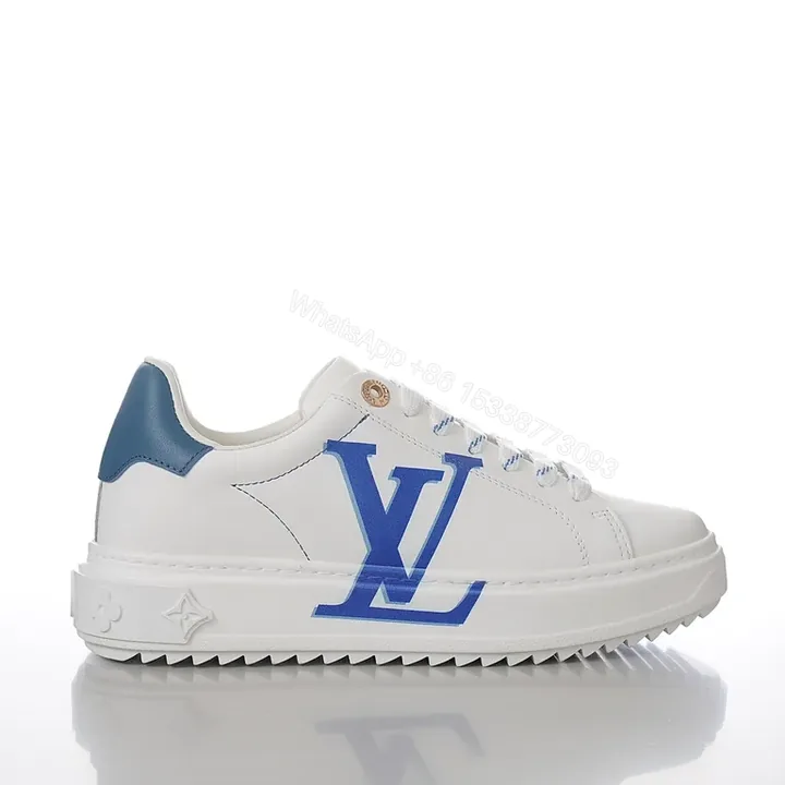 View 1 of White Leather Sneaker with LV Monogram â€“ Luxe Comfort Sneaker